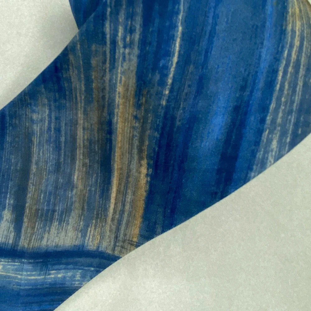 VTG Damon Necktie Mens Blue‎ Italian Silk Abstract Brushstroke Artsy 52x3